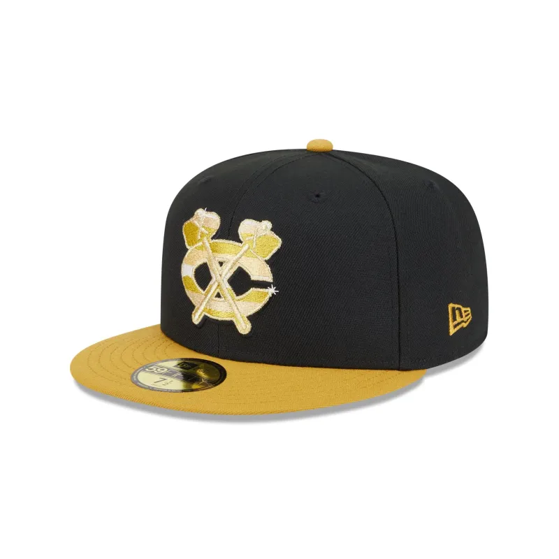 Chicago Blackhawks Metallic Gold Logo 59FIFTY Fitted Hat sold by New Era
