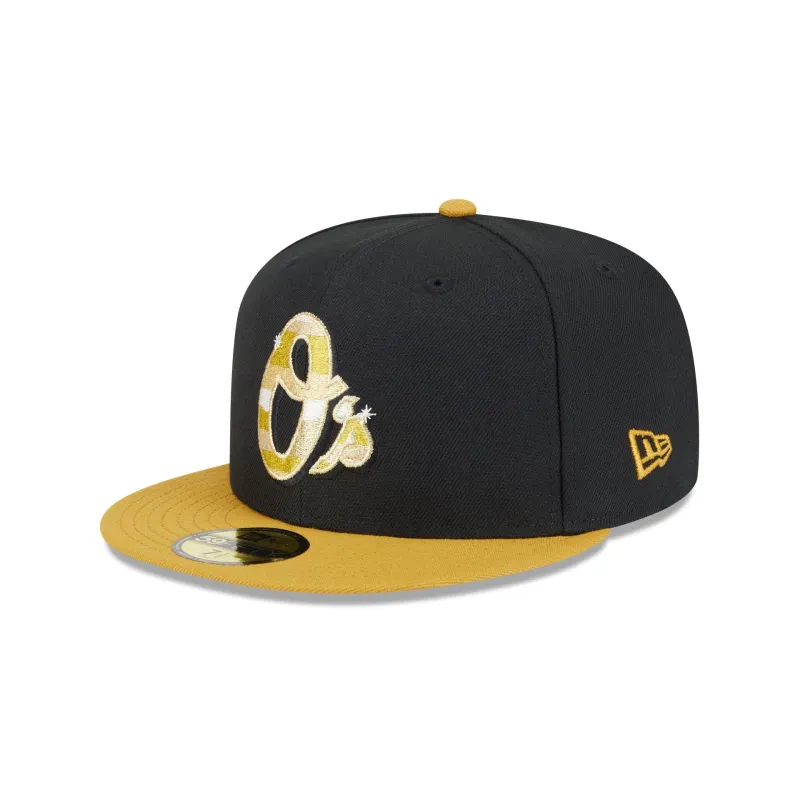 Baltimore Orioles Metallic Gold Logo 59FIFTY Fitted Hat sold by New Era