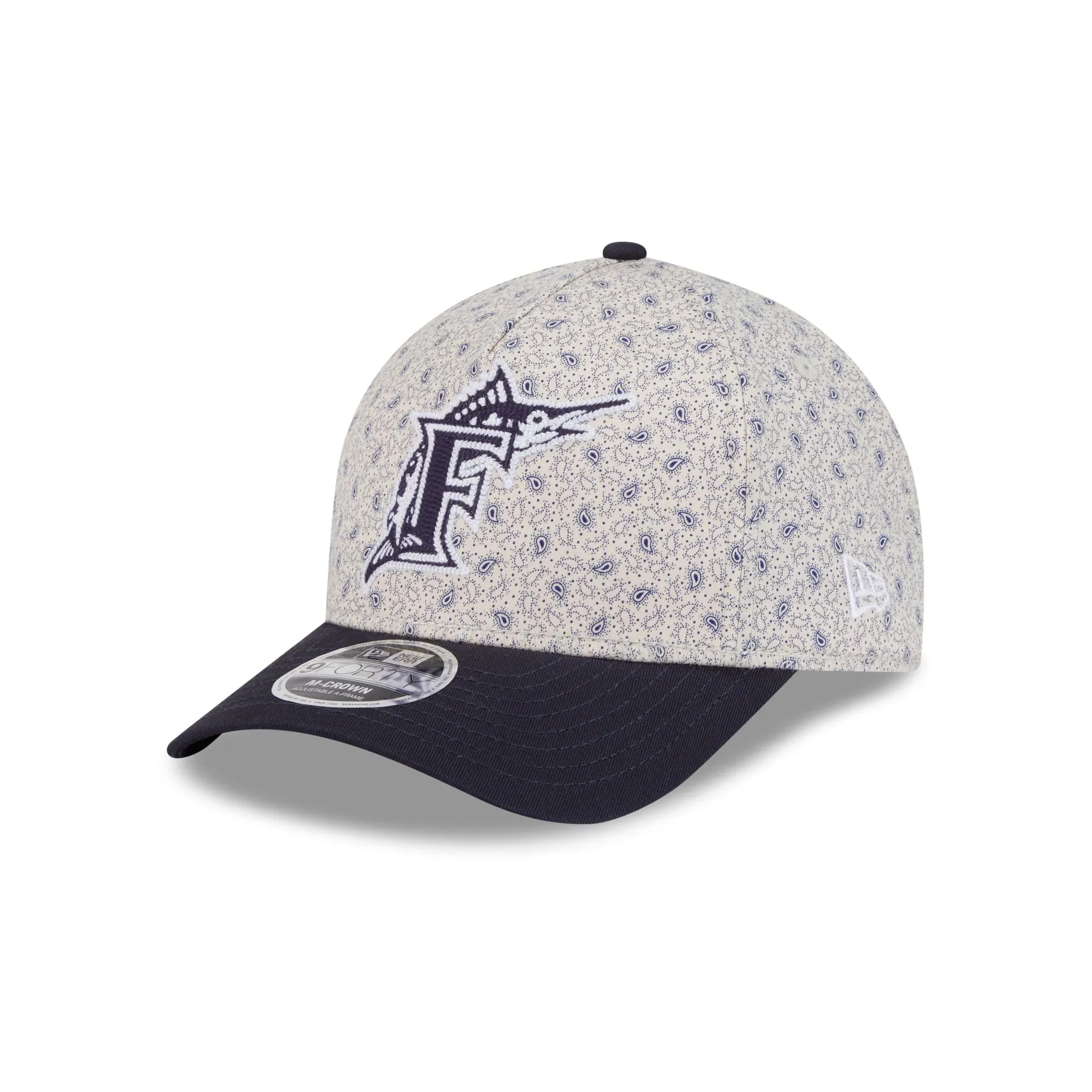 Miami Marlins Micro Print 9FORTY M-Crown A-Frame Adjustable Hat sold by New Era