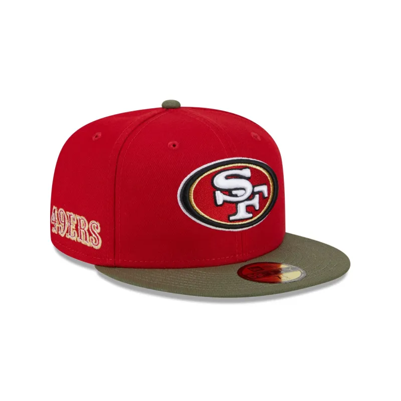 San Francisco 49ers Olive Visor 59FIFTY Fitted Hat made by New Era