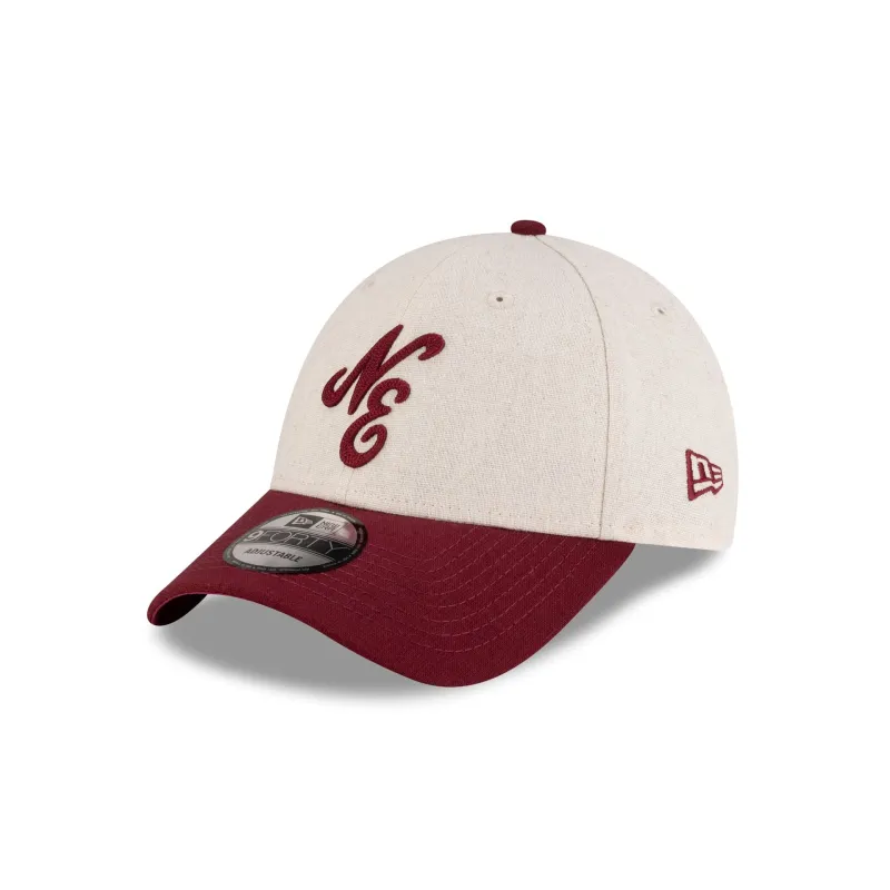 New Era Cap Linen Two Tone Dark Red 9FORTY Adjustable Hat sold by New Era