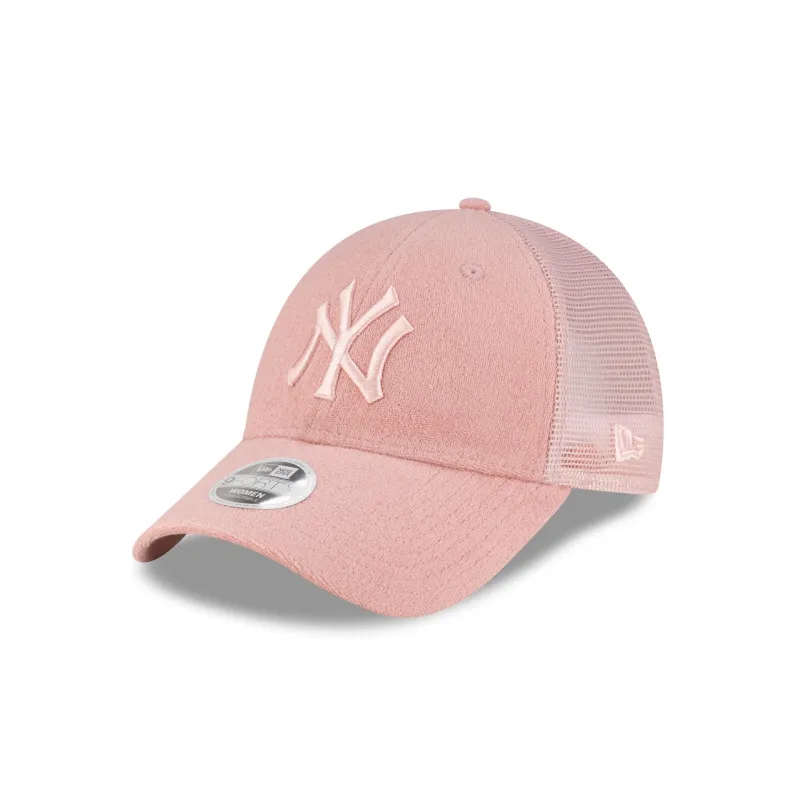 New York Yankees Terry Cloth Pastel Pink Women's 9FORTY Trucker Hat sold by New Era