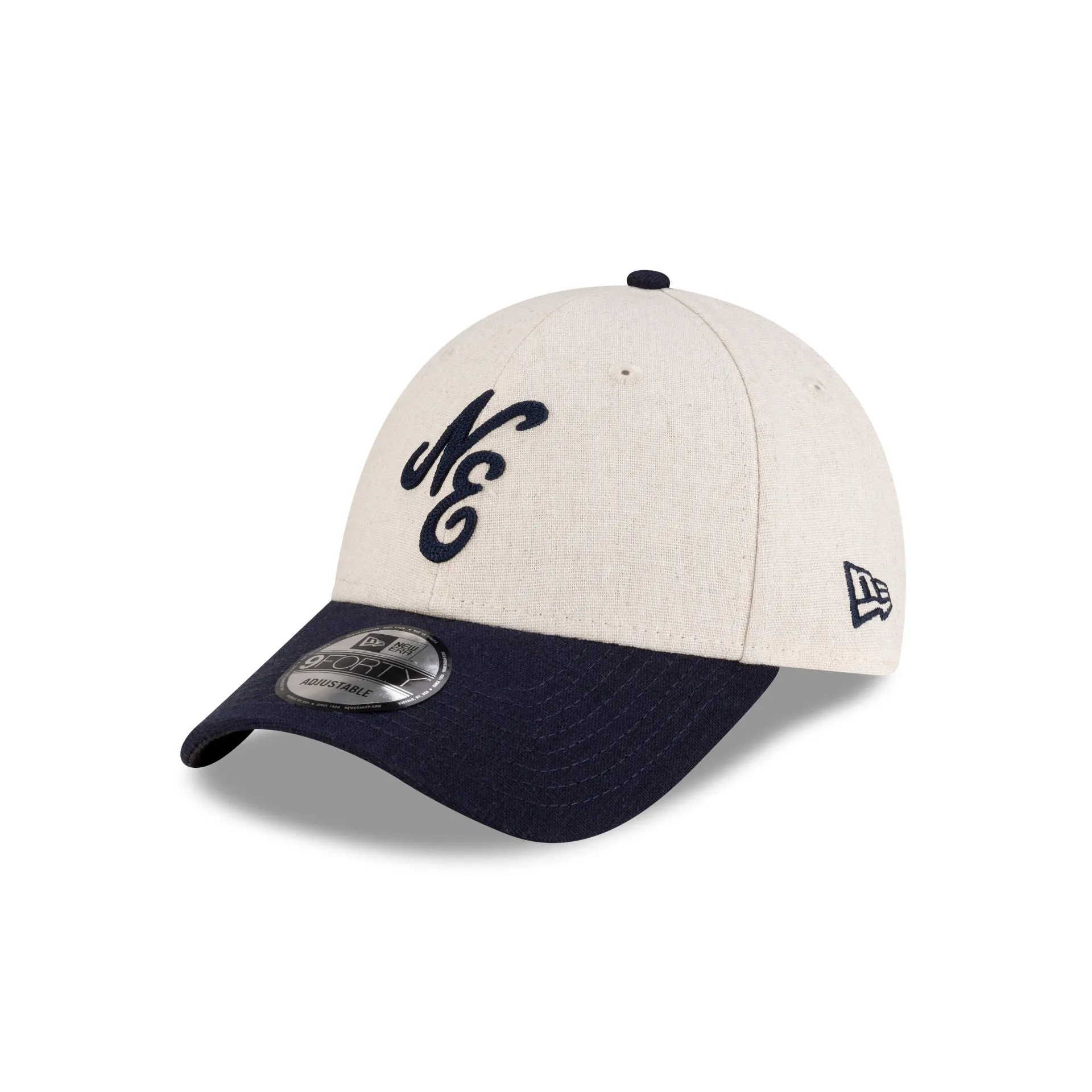 New Era Cap Linen Two Tone Navy 9FORTY Adjustable Hat sold by New Era