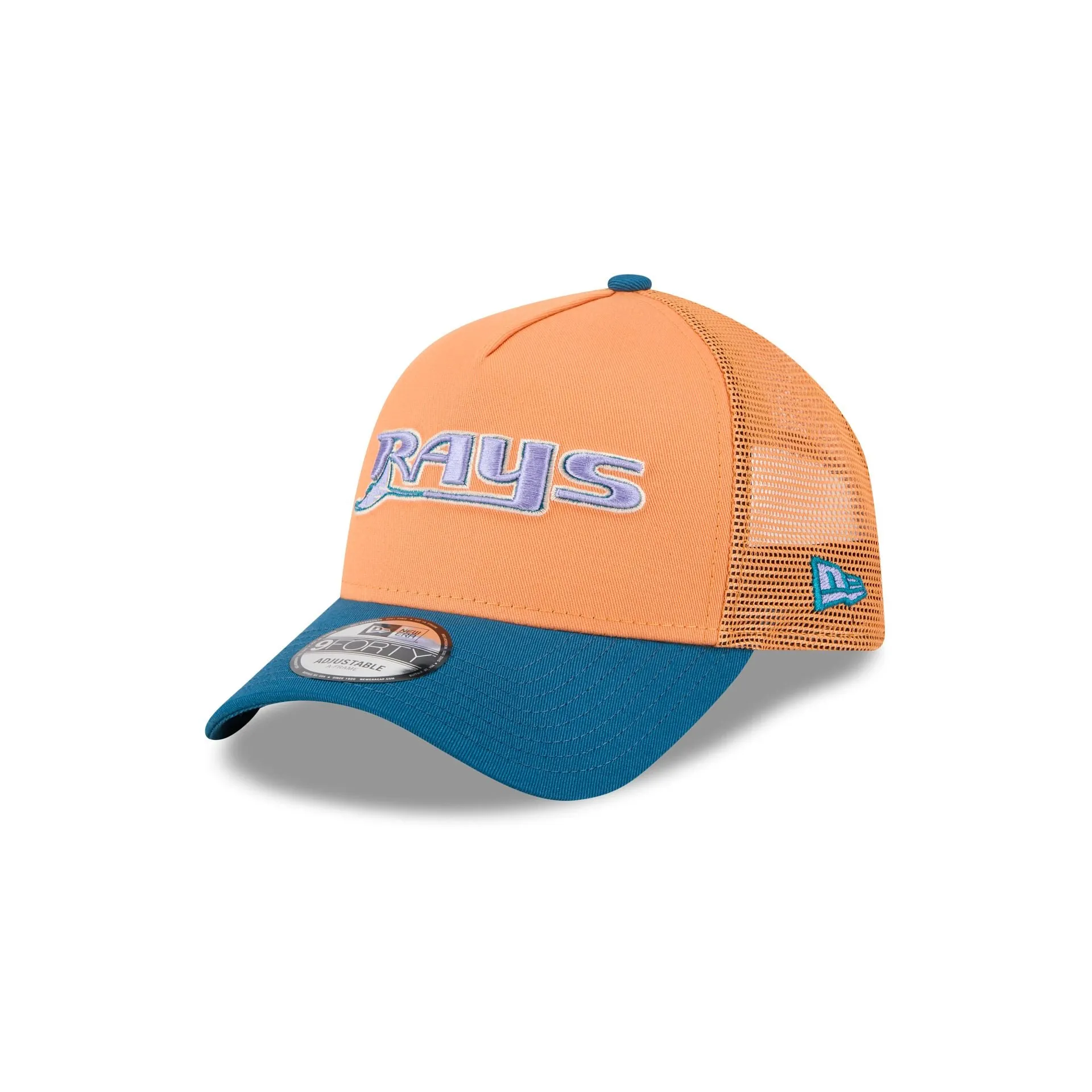Tampa Bay Rays Orange Glaze 9FORTY A-Frame Trucker Hat sold by New Era
