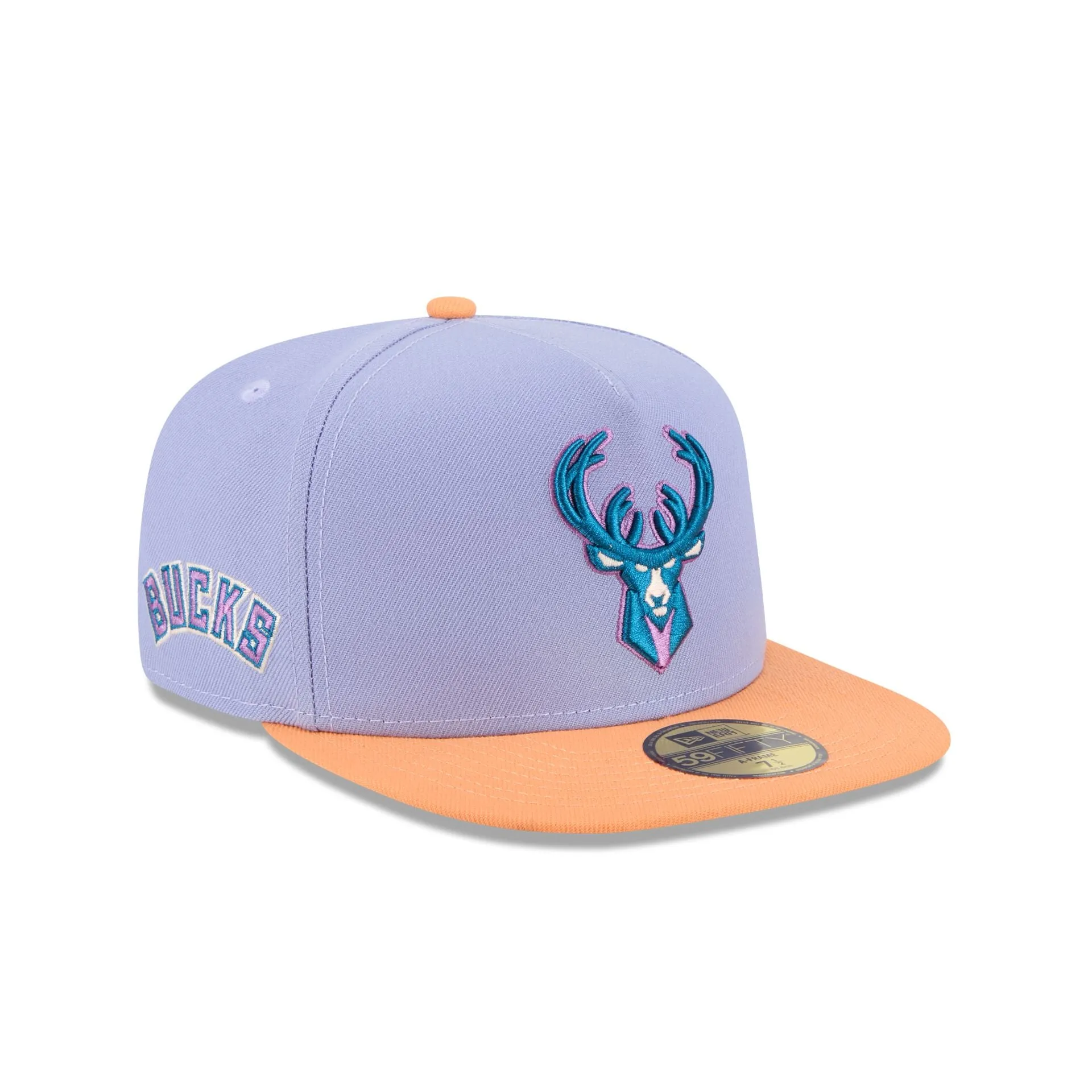 Milwaukee Bucks Lavender 59FIFTY A-Frame Fitted Hat sold by New Era