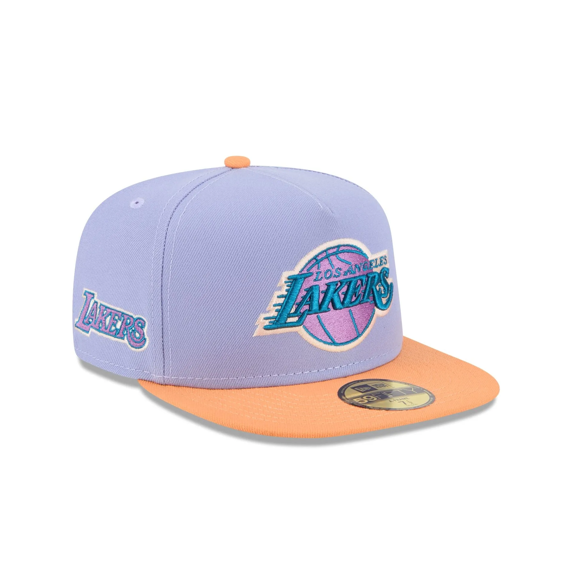 Los Angeles Lakers Lavender 59FIFTY A-Frame Fitted Hat sold by New Era