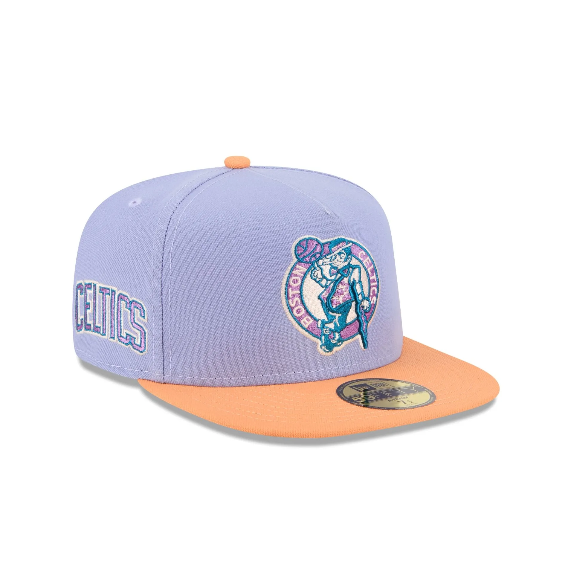 Boston Celtics Lavender 59FIFTY A-Frame Fitted Hat sold by New Era