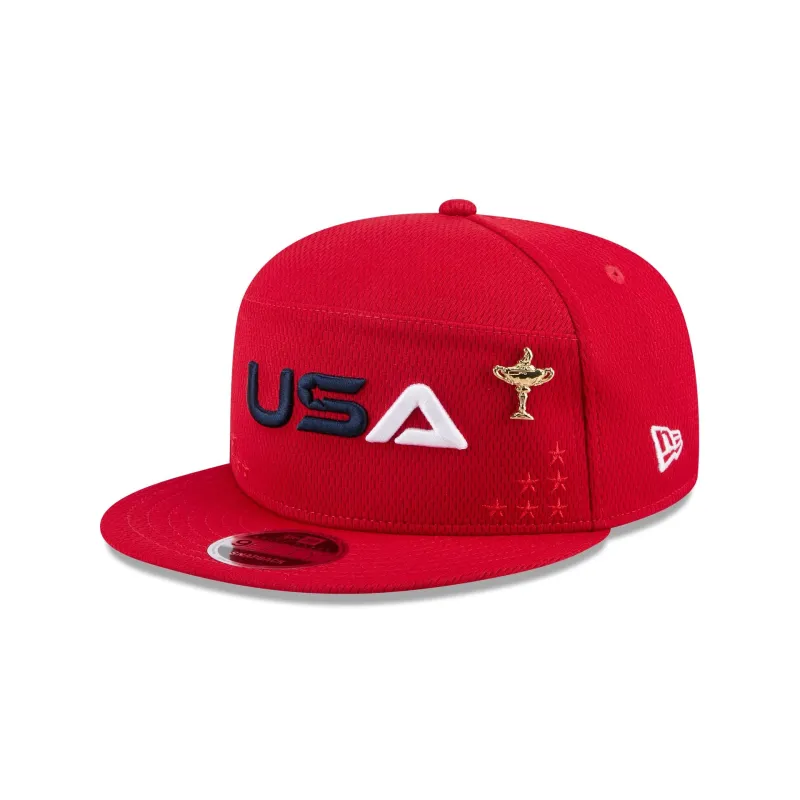 2025 Ryder Cup Team USA Red Split Panel 9FIFTY Snapback Hat sold by New Era