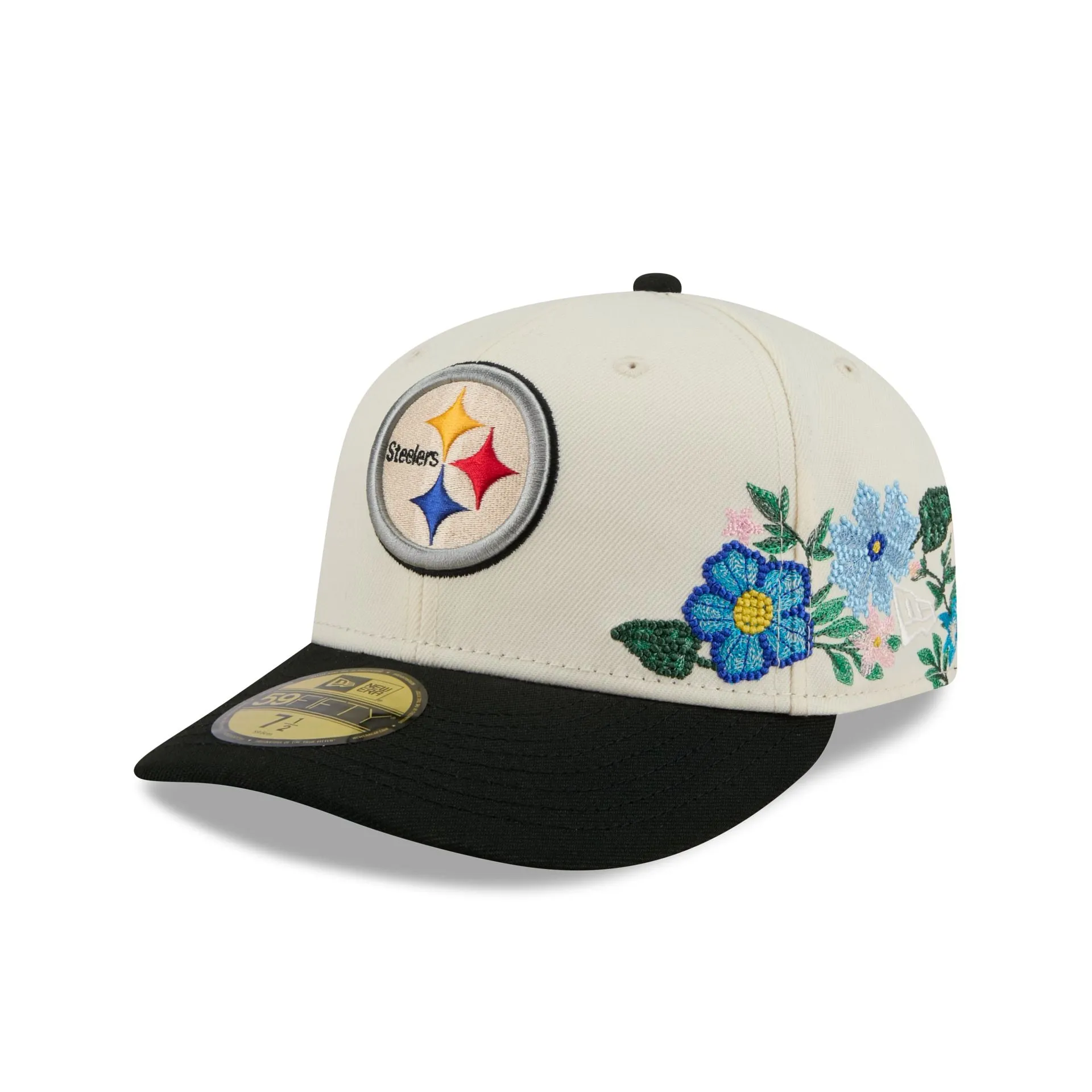 Pittsburgh Steelers Tonal Florals White 59FIFTY Fitted Hat sold by New Era