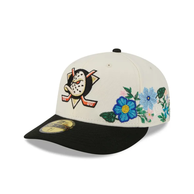 Anaheim Ducks Tonal Florals White 59FIFTY Fitted Hat sold by New Era