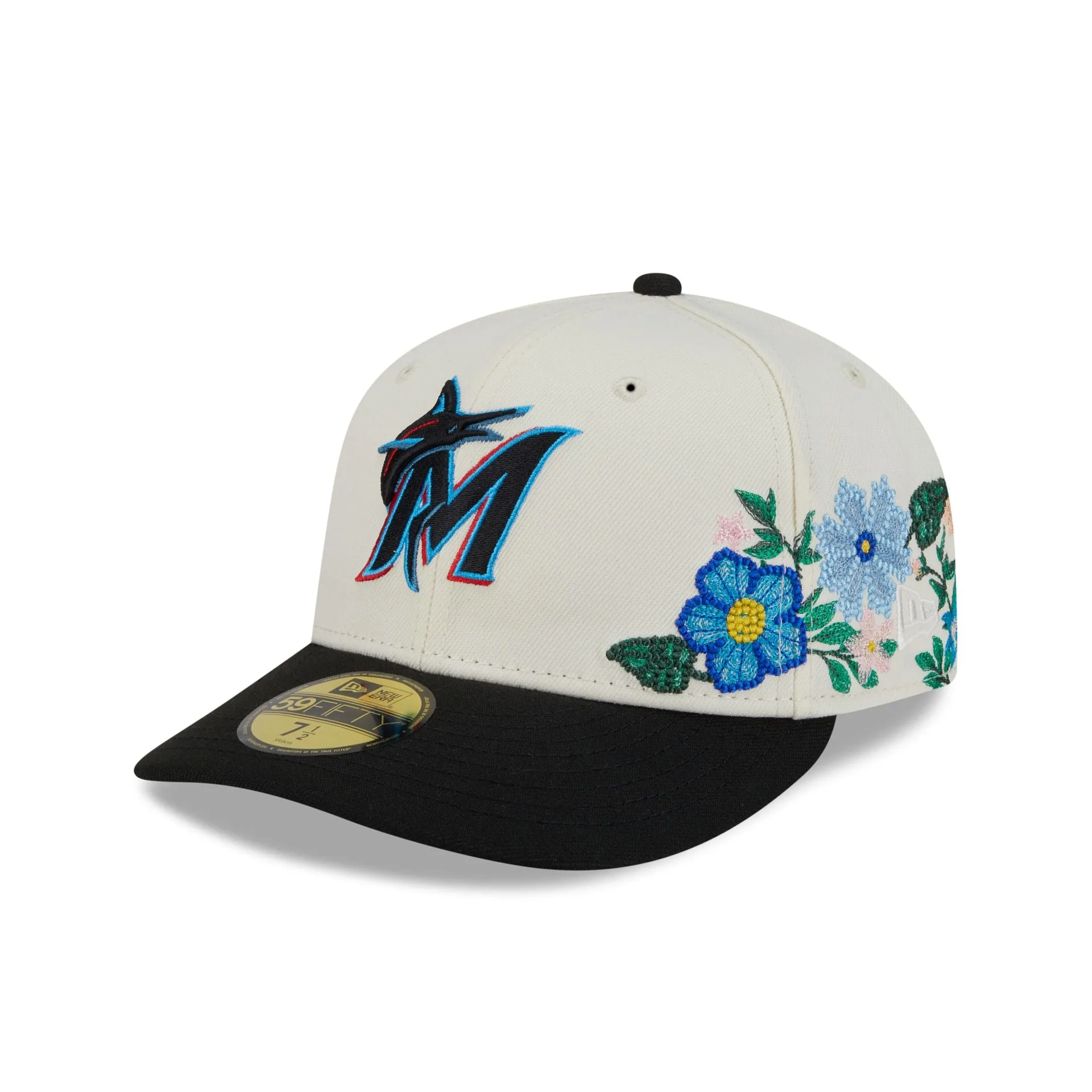 Miami Marlins Tonal Florals White 59FIFTY Fitted Hat sold by New Era