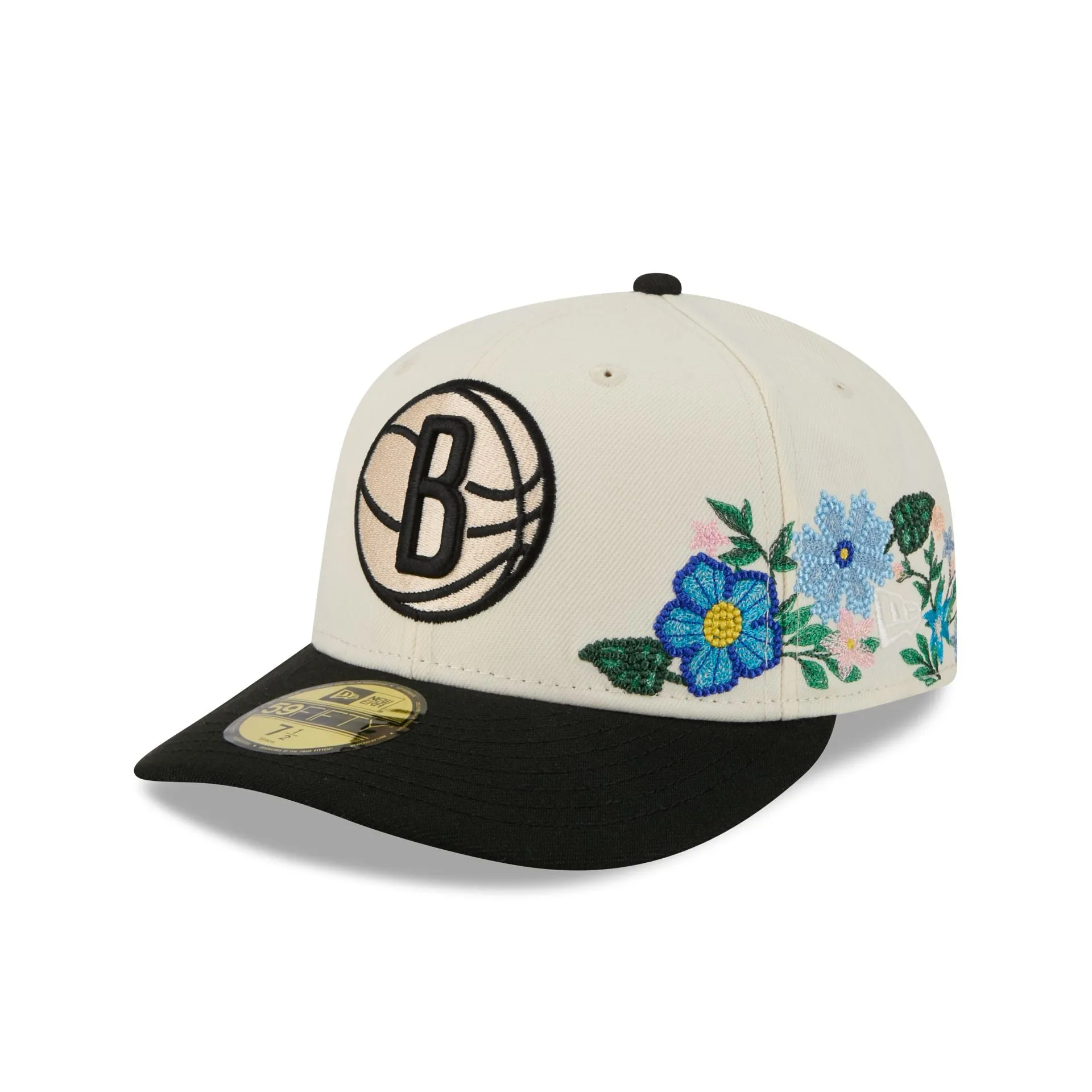 Brooklyn Nets Tonal Florals White 59FIFTY Fitted Hat sold by New Era