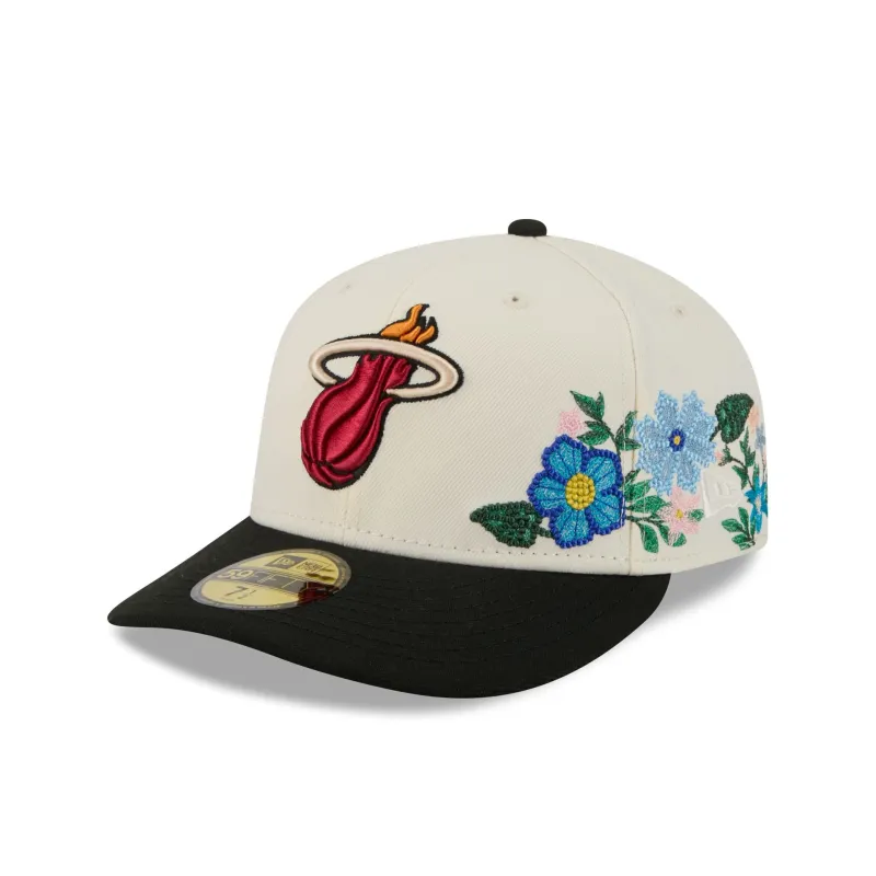 Miami Heat Tonal Florals White 59FIFTY Fitted Hat sold by New Era