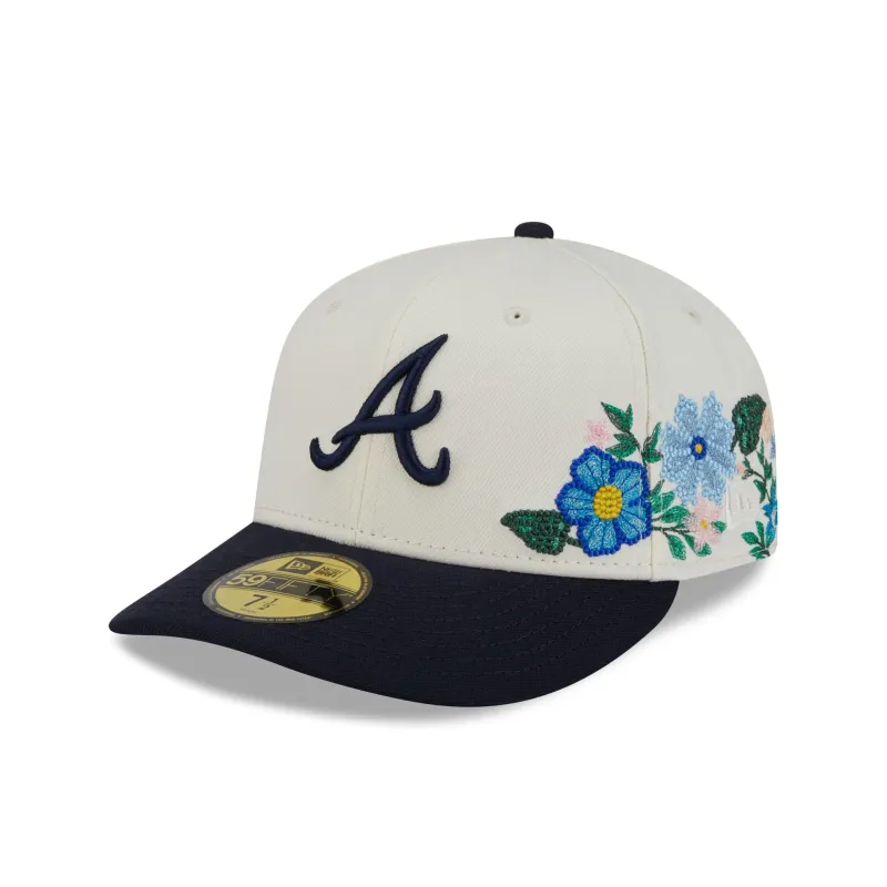 Atlanta Braves Tonal Florals White 59FIFTY Fitted Hat sold by New Era