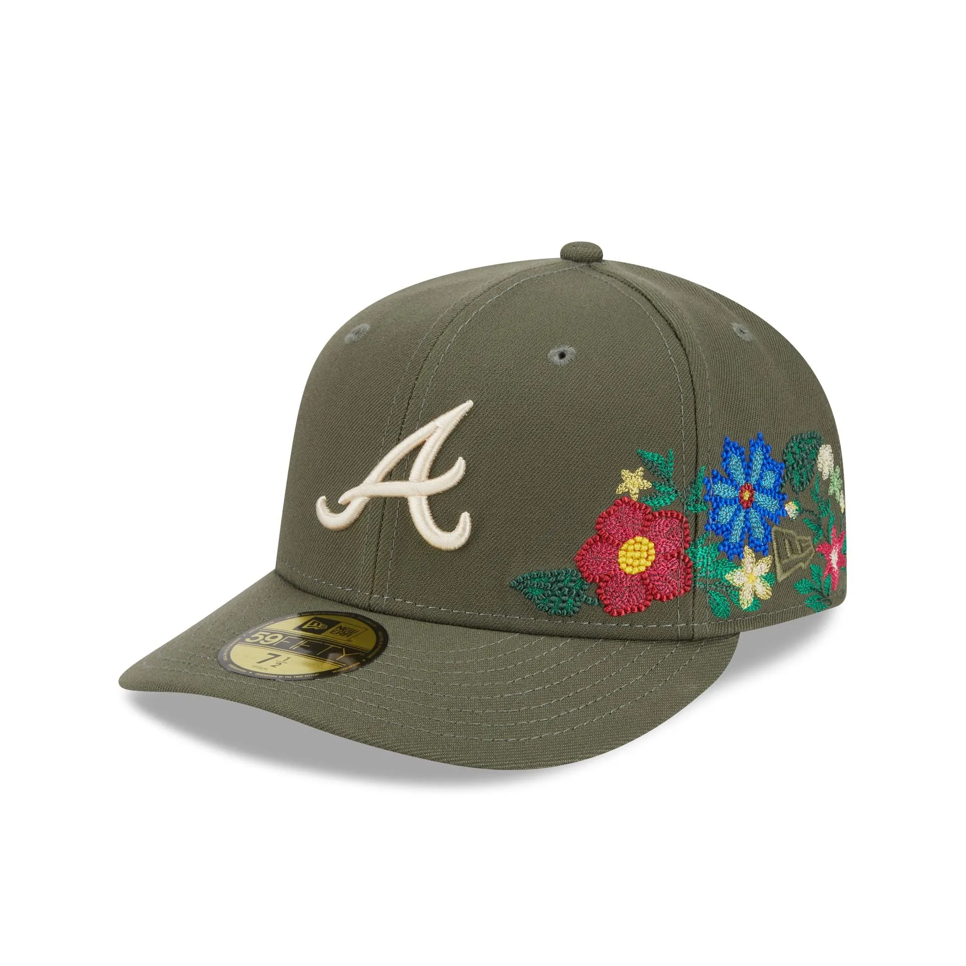 Atlanta Braves Tonal Florals Olive 59FIFTY Fitted Hat sold by New Era