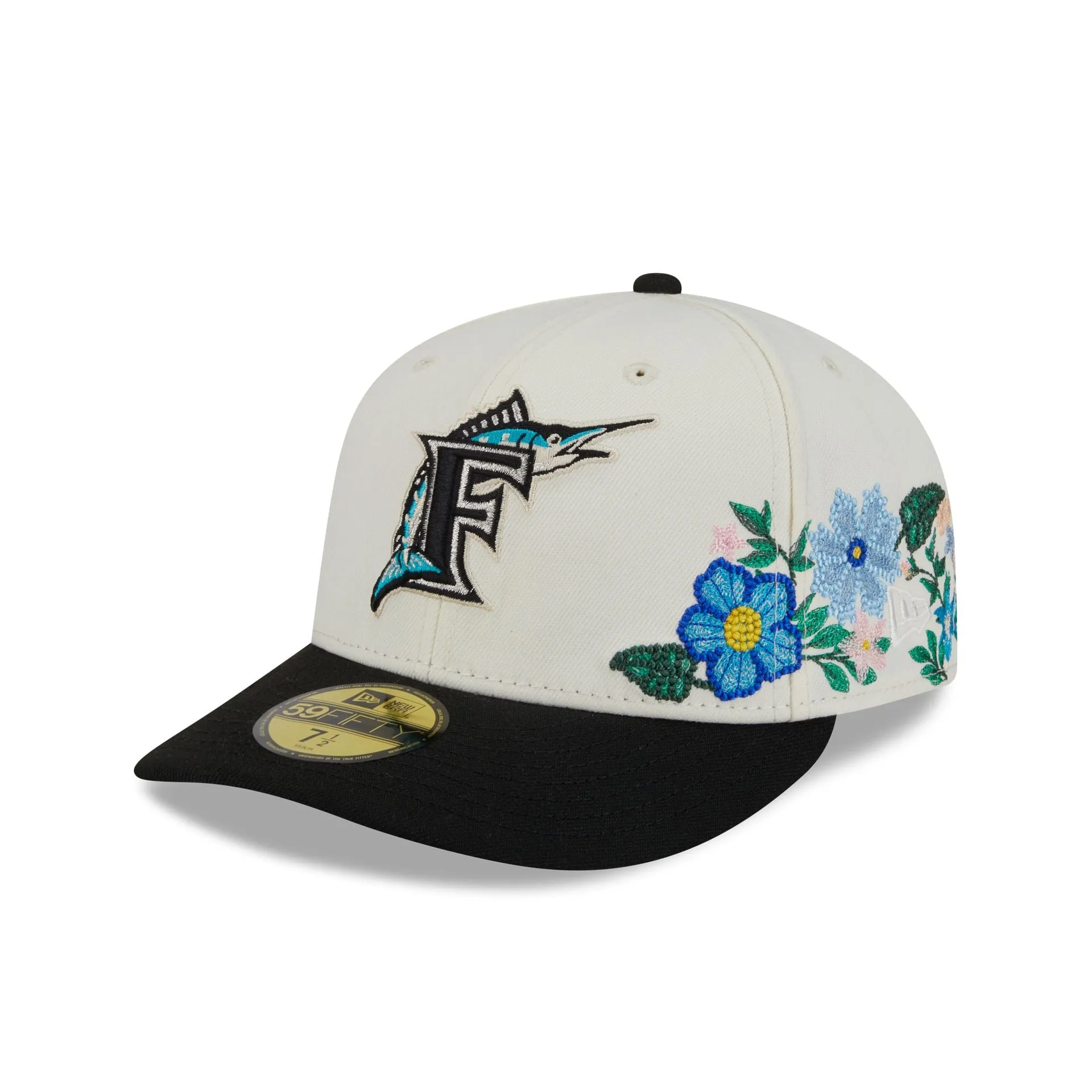 Miami Marlins Cooperstown Tonal Florals White 59FIFTY Fitted Hat sold by New Era