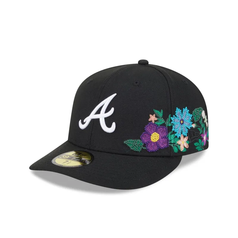 Atlanta Braves Tonal Florals Black 59FIFTY Fitted Hat sold by New Era