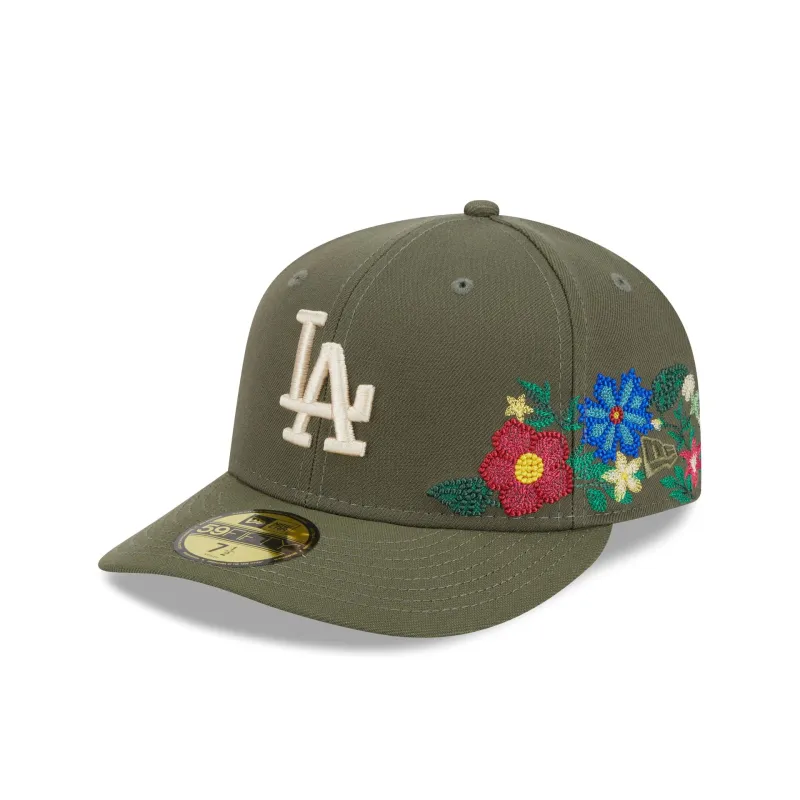 Los Angeles Dodgers Tonal Florals Olive 59FIFTY Fitted Hat sold by New Era