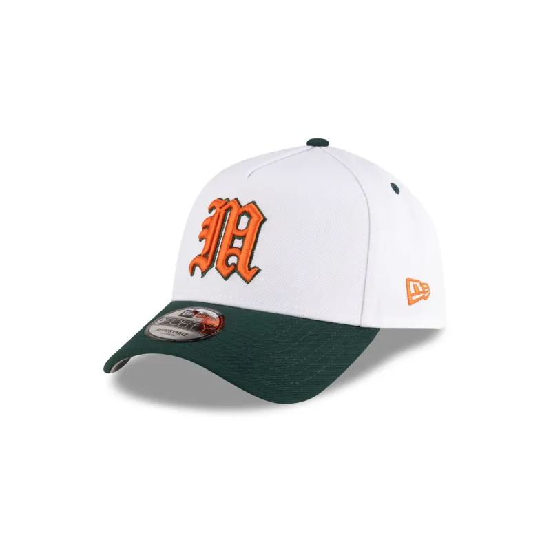 New Era x adidas Miami Hurricanes White 9FORTY A-Frame Snapback Hat sold by New Era