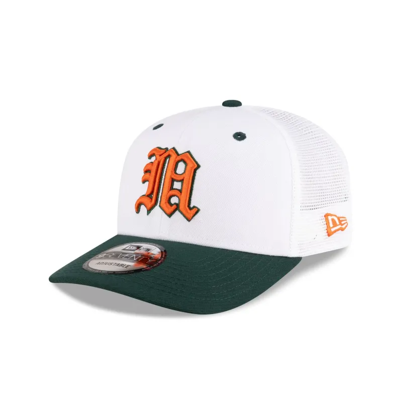 New Era x adidas Miami Hurricanes White 9SEVENTY Trucker Hat sold by New Era