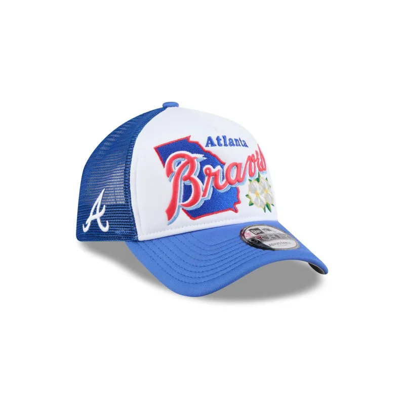 Atlanta Braves State Flower 9FORTY A-Frame Trucker Hat sold by New Era