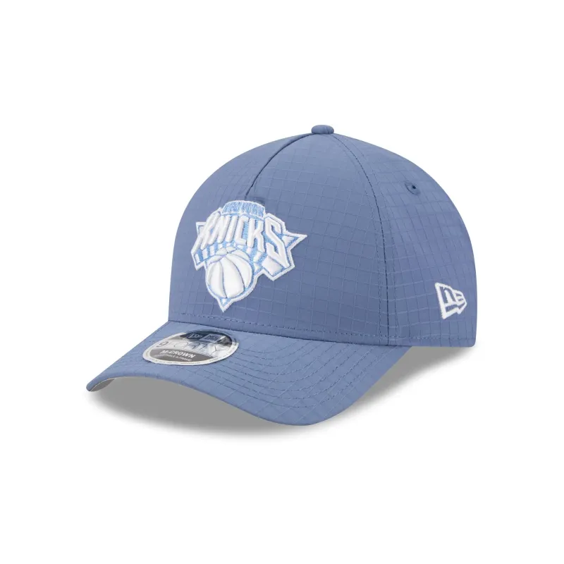 New York Knicks Blue Ripstop 9FORTY M-Crown A-Frame Snapback Hat sold by New Era
