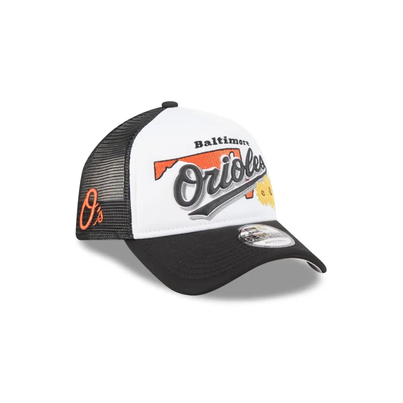 Baltimore Orioles State Flower 9FORTY A-Frame Trucker Hat sold by New Era