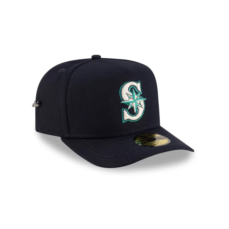 Seattle Mariners Script Safety Pin 59FIFTY A-Frame Fitted Hat sold by New Era