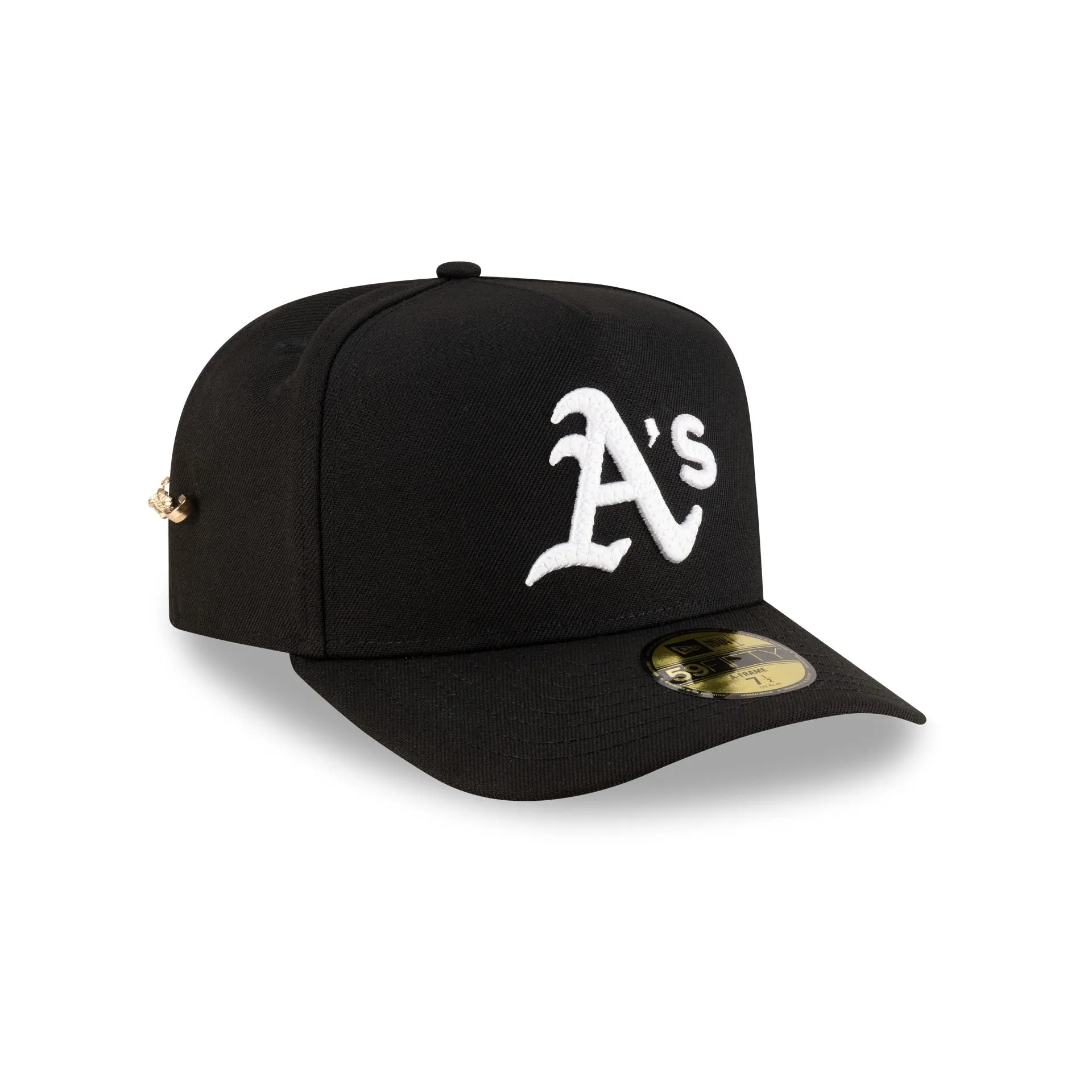 Athletics Black Script Safety Pin 59FIFTY A-Frame Fitted Hat sold by New Era