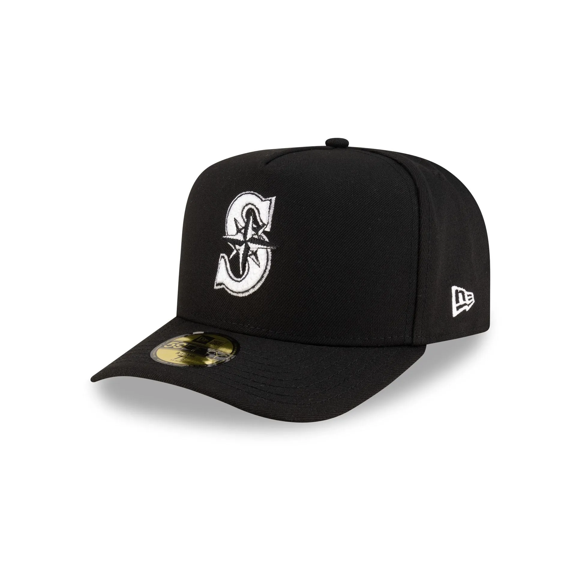 Seattle Mariners Black Script Safety Pin 59FIFTY A-Frame Fitted Hat sold by New Era product image thumbnail 3