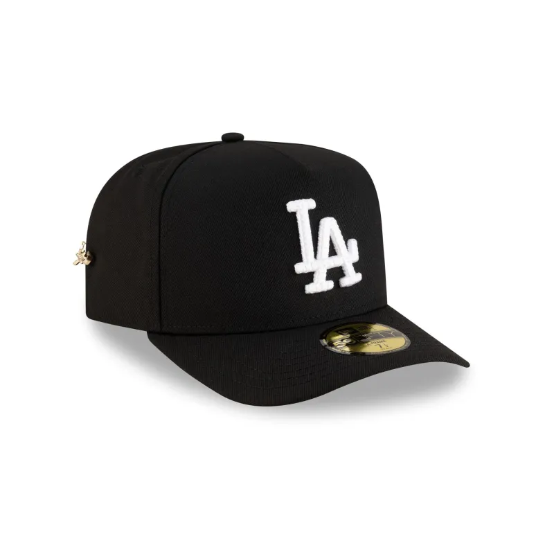 Los Angeles Dodgers Black Script Safety Pin 59FIFTY A-Frame Fitted Hat sold by New Era