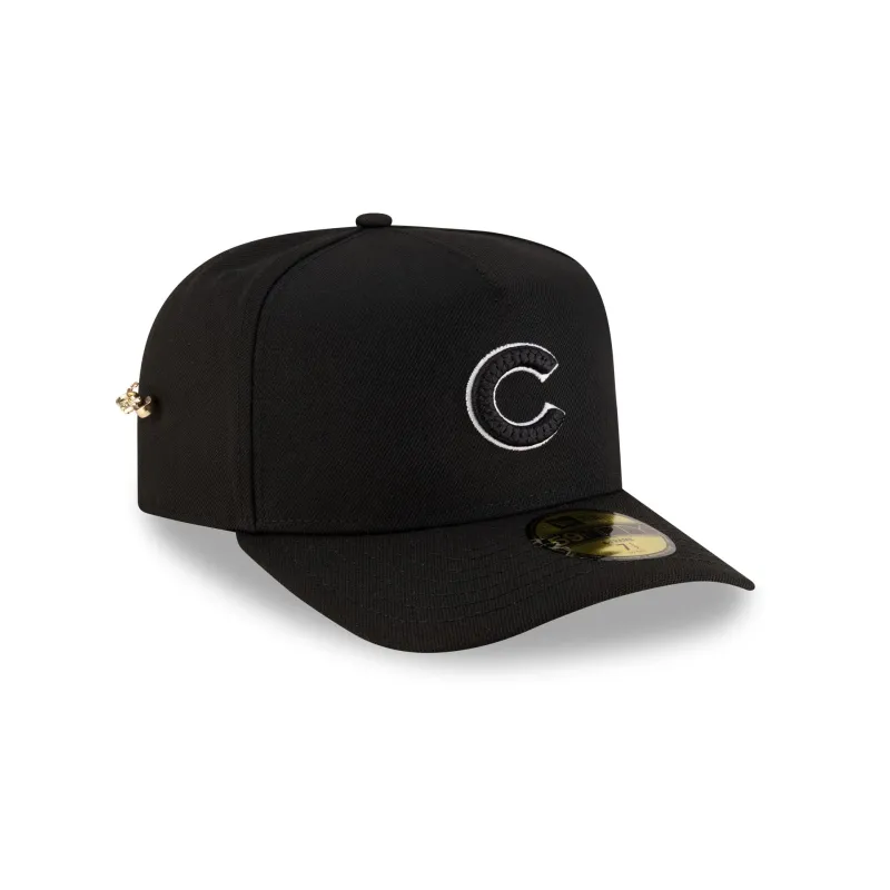 Chicago Cubs Black Script Safety Pin 59FIFTY A-Frame Fitted Hat sold by New Era