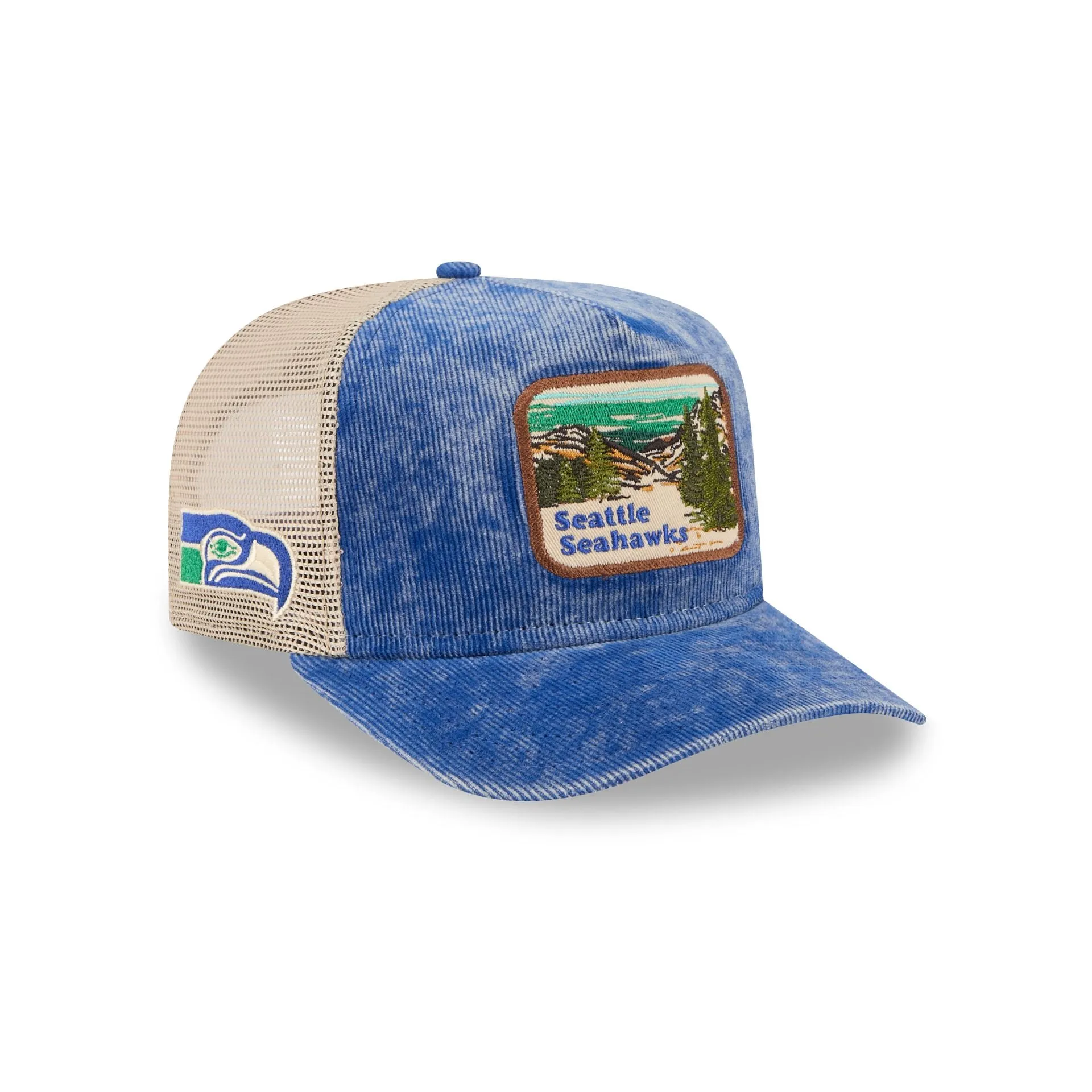 Seattle Seahawks Vintage Landscape 9FIFTY A-Frame Trucker Hat sold by New Era