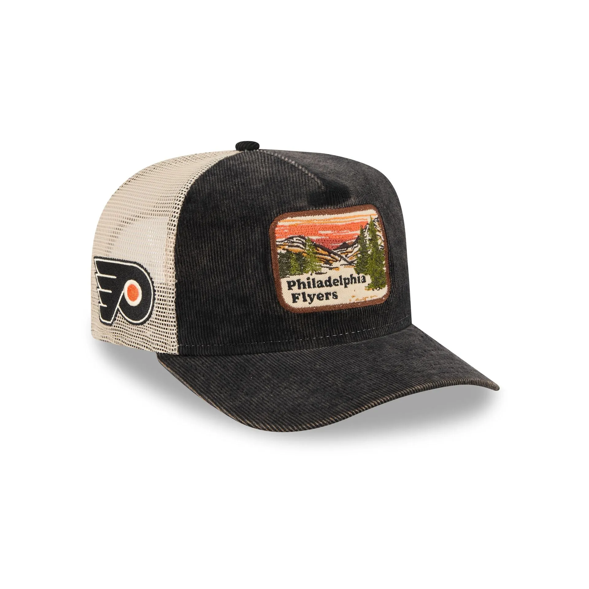 Philadelphia Flyers Vintage Landscape 9FIFTY A-Frame Trucker Hat sold by New Era