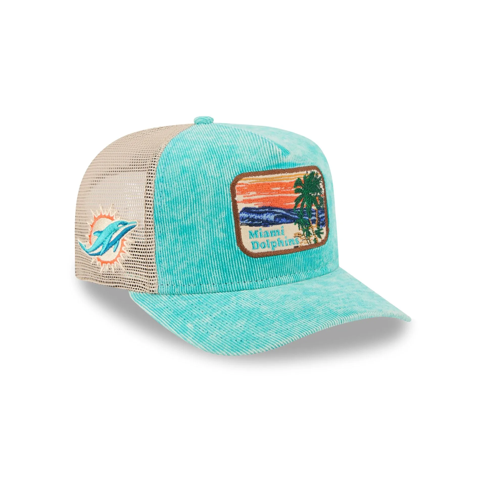 Miami Dolphins Vintage Landscape 9FIFTY A-Frame Trucker Hat sold by New Era
