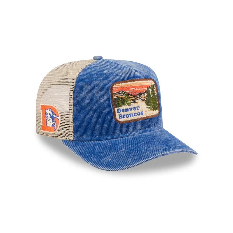 Denver Broncos Vintage Landscape 9FIFTY A-Frame Trucker Hat sold by New Era