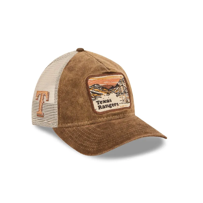 Texas Rangers Vintage Landscape Brown 9TWENTY A-Frame Trucker Hat sold by New Era