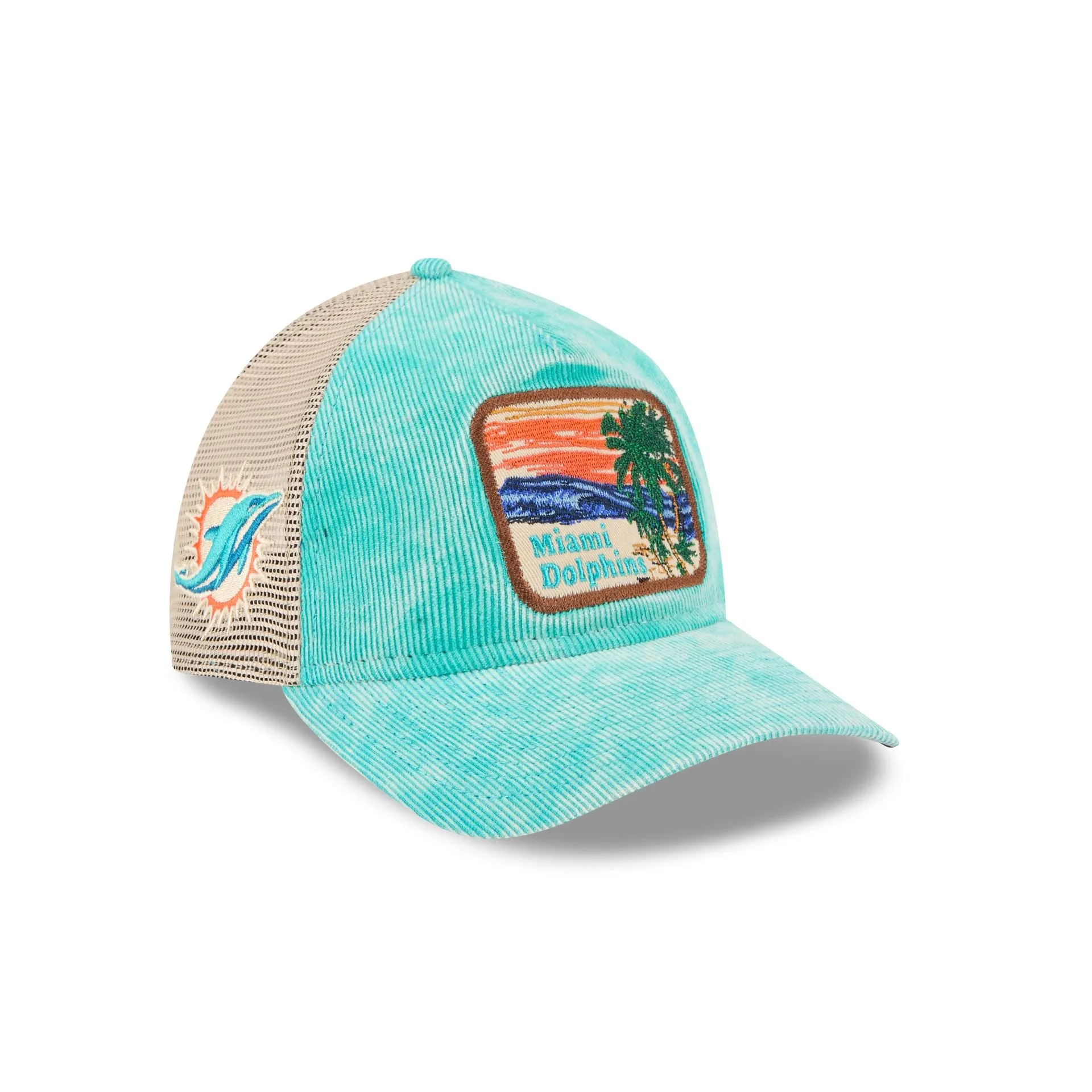 Miami Dolphins Vintage Landscape 9TWENTY A-Frame Trucker Hat sold by New Era