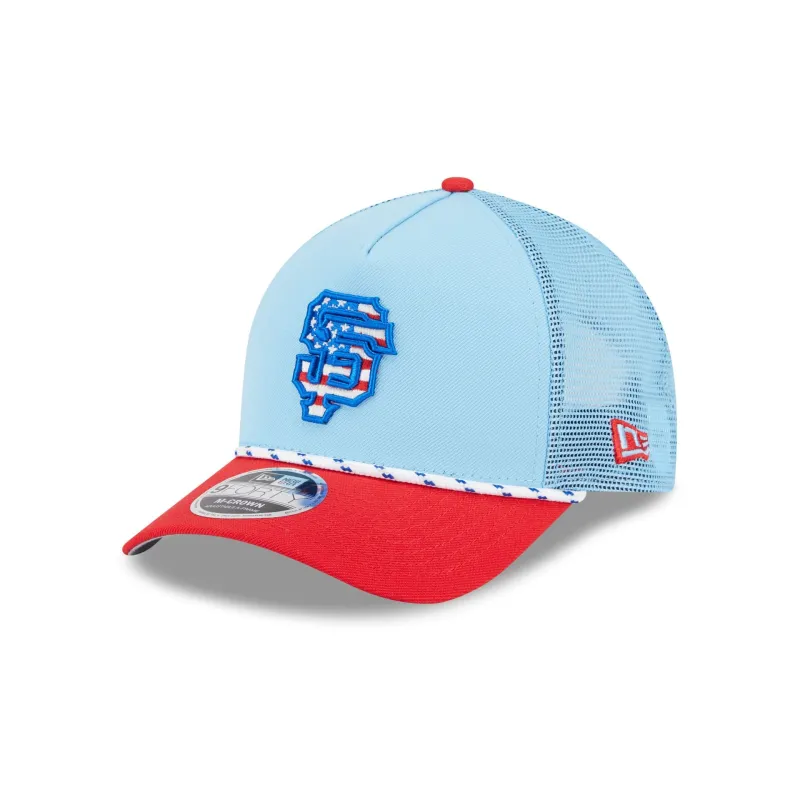 San Francisco Giants Independence Day 2025 9FORTY M-Crown A-Frame Trucker Hat sold by New Era