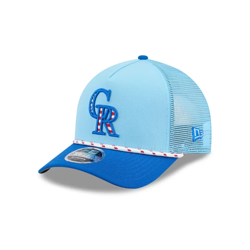 Colorado Rockies Independence Day 2025 9FORTY M-Crown A-Frame Trucker Hat sold by New Era