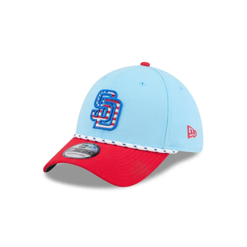 San Diego Padres Independence Day 2025 39THIRTY Stretch Fit Hat sold by New Era