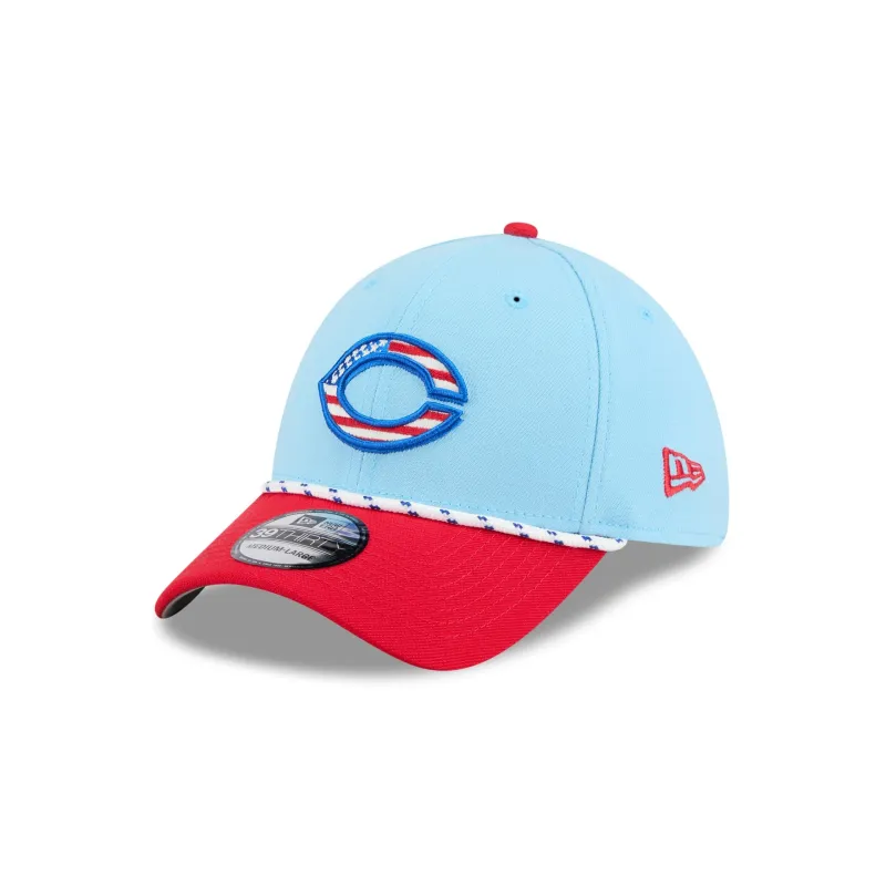 Cincinnati Reds Independence Day 2025 39THIRTY Stretch Fit Hat sold by New Era
