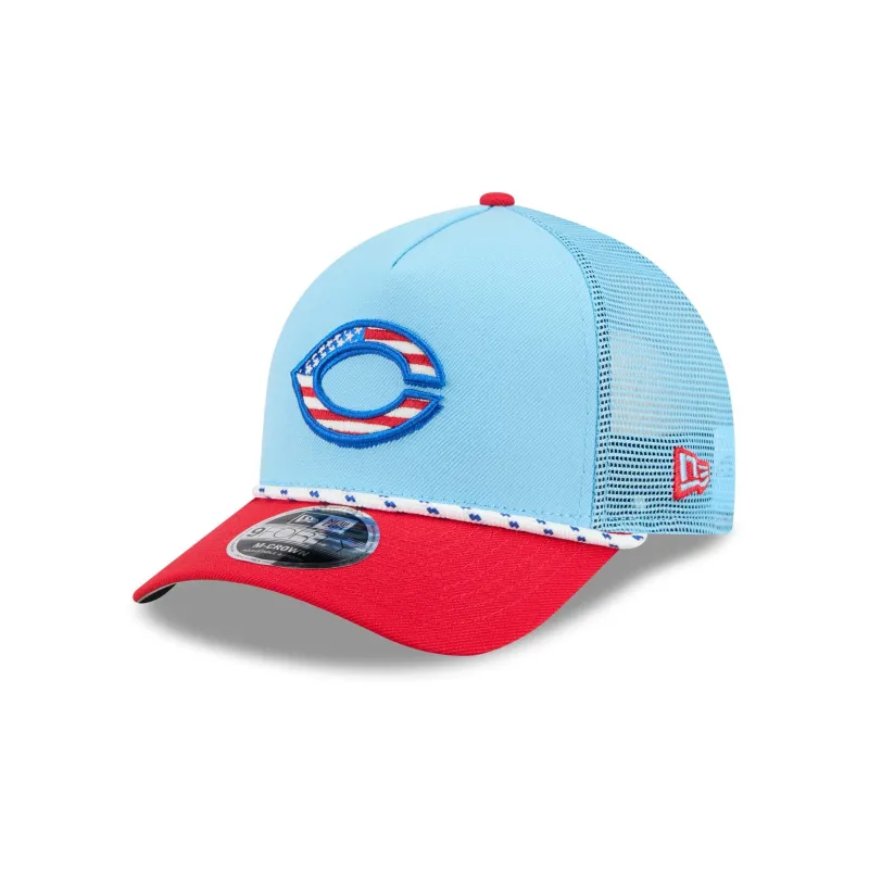 Cincinnati Reds Independence Day 2025 9FORTY M-Crown A-Frame Trucker Hat sold by New Era
