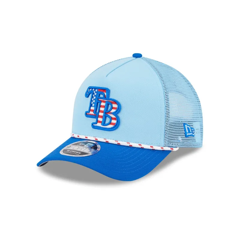 Tampa Bay Rays Independence Day 2025 9FORTY M-Crown A-Frame Trucker Hat sold by New Era