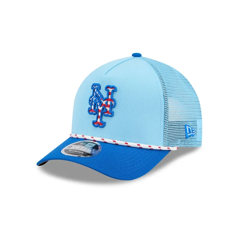 New York Mets Independence Day 2025 9FORTY M-Crown A-Frame Trucker Hat sold by New Era