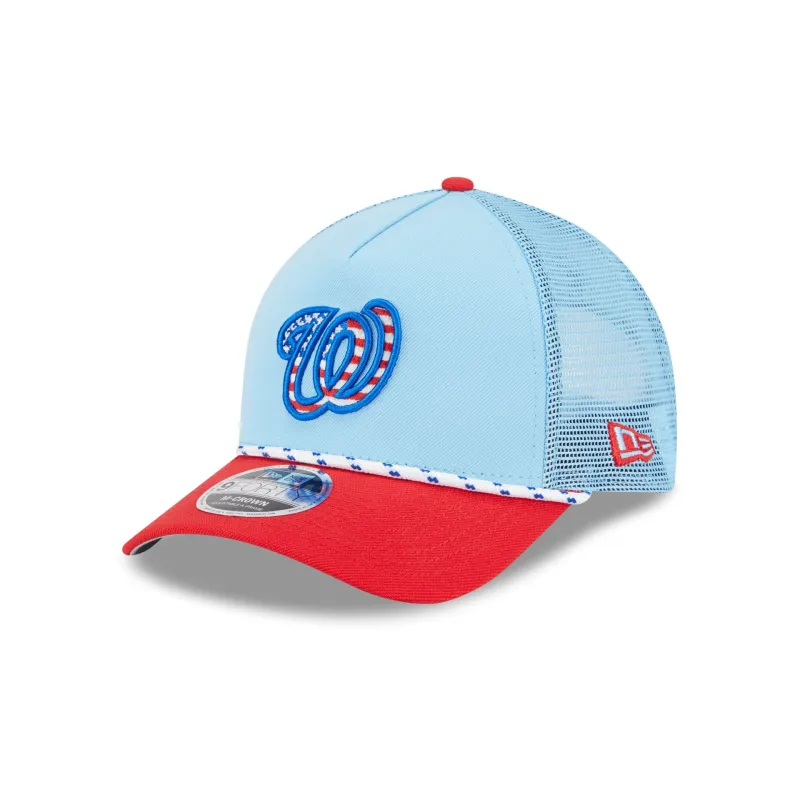 Washington Nationals Independence Day 2025 9FORTY M-Crown A-Frame Trucker Hat sold by New Era