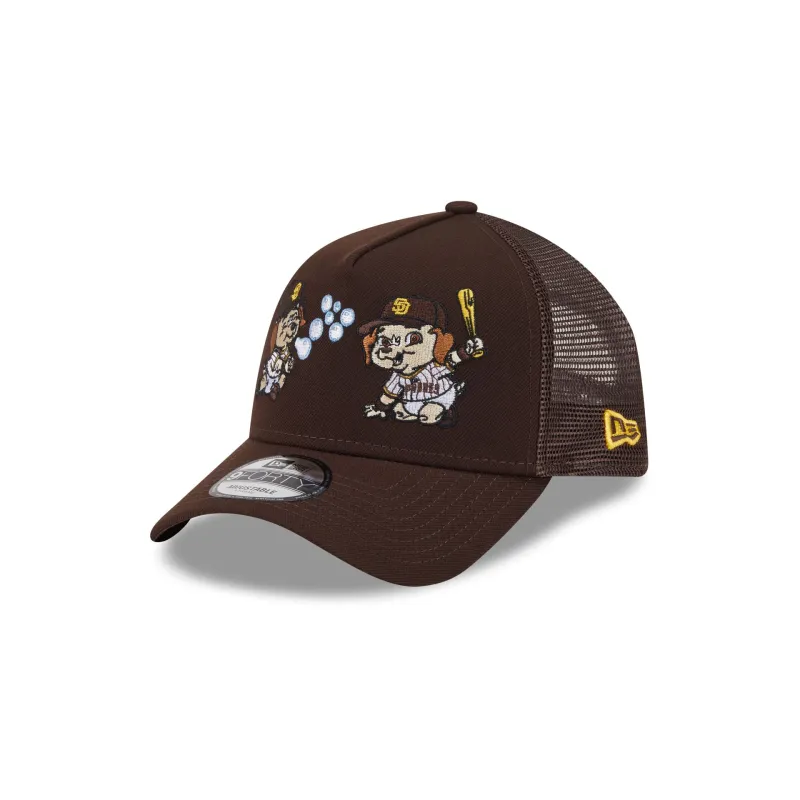 San Diego Padres Generation Mascots 9FORTY A-Frame Trucker Hat sold by New Era