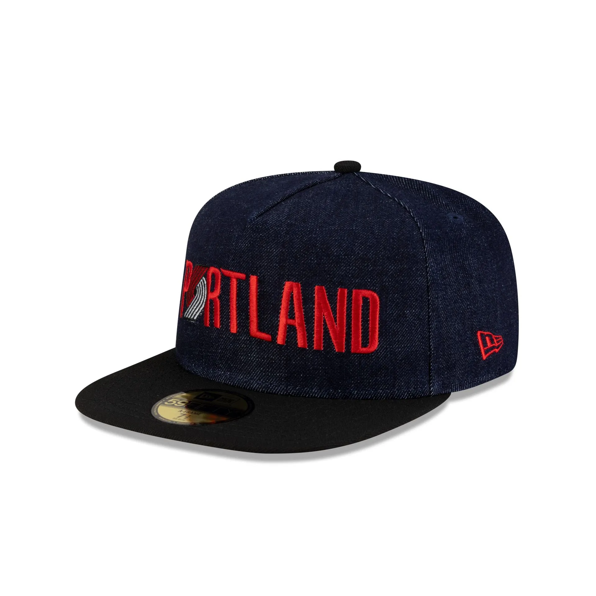 Portland Trail Blazers Navy Denim 59FIFTY A-Frame Fitted Hat sold by New Era