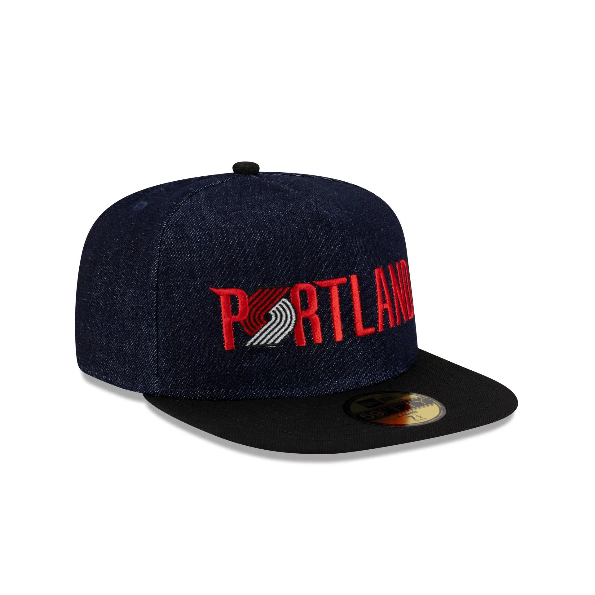 Portland Trail Blazers Navy Denim 59FIFTY A-Frame Fitted Hat sold by New Era product image thumbnail 3