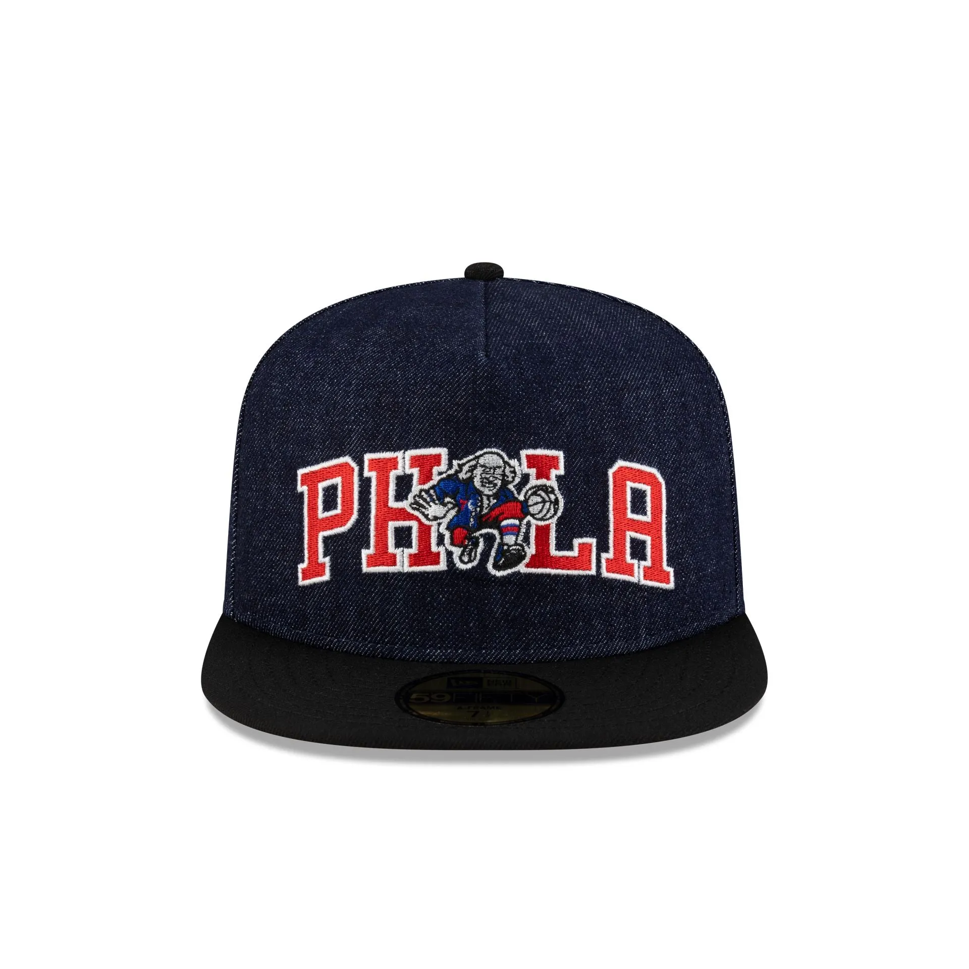 Philadelphia 76ers Navy Denim 59FIFTY A-Frame Fitted Hat sold by New Era product image thumbnail 2